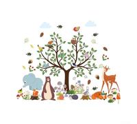 UrbanHui Autocollants muraux amovibles en vinyle motif animal de la jungle de dessin animé pour chambre d'enfant, chambre d'enfant, salon, singe, thème zoo coloré (A)