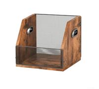 UrbanHui Boîte de rangement vintage en bois massif pour disques vinyles avec grande capacité pour décoration d'intérieur, marron, 37 x 29 x 29 cm