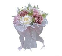 UrbanHui Bouquets de mariée artificielles faits à la main - Bouquet de roses romantiques pour mariée, demoiselle d'honneur tenant des fleurs (pâte de haricots)