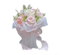 UrbanHui Bouquets de mariée artificielles faits à la main - Bouquets de mariage romantiques pour la mariée, demoiselle d'honneur tenant des fleurs (rose champagne)