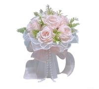 UrbanHui Bouquets de mariée artificielles faits à la main - Bouquets de mariage romantiques pour mariée, demoiselle d'honneur tenant des fleurs (rose coréen)