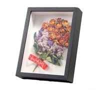 UrbanHui Cadre photo en bois creux 3D pour spécimen de plantes - Décoration d'intérieur - Décoration murale - 15 x 20 cm - Blanc et noir - Noyer naturel (noir)