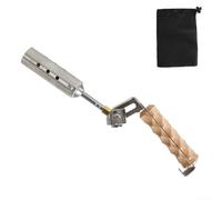 UrbanHui Chalumeau à gaz réglable pour barbecue, brûleur haute température en acier inoxydable avec poignée en bois, outil de camping portable pour barbecue en plein air