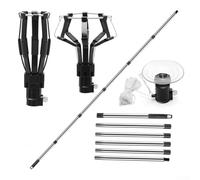 UrbanHui Changeur d'ampoule haute portée avec pince réglable antidérapante et 3 changeurs d'ampoule pour un remplacement efficace des ampoules LED et standard (tige à 6 sections)