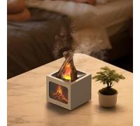 UrbanHui Cheminée de bureau à flamme artificielle avec diffuseur d'arômes et humidificateur USB fournissant une brume continue et une hydratation de l'air pour les espaces de détente (blanc)
