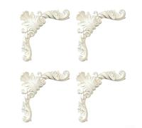 UrbanHui Ensemble de 4 pièces de moulage d'angle avec fleur de lys d'inspiration française pour décoration murale et plafond dans les intérieurs de la maison (13,5 cm)