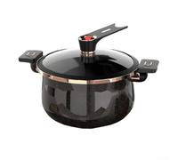 UrbanHui Faitout de grande capacité en fer pour gaz et induction - Double poignée auriculaire - Facile à nettoyer pour cuire à la vapeur - Noir - 7 l