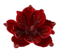 UrbanHui Fleur de Noël artificielle réaliste en peluche avec texture en velours doux et tissu pour une utilisation festive (rouge)