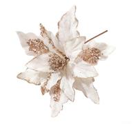 UrbanHui Fleurs de Noël artificielles en tissu - 20 cm - Décorations festives pour sapin, couronne de sapin, centre de table, décoration de bureau (blanc)