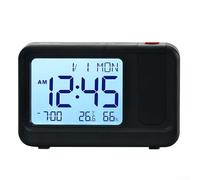UrbanHui Horloge à projection LCD rotative à 180° avec affichage de l'heure, de la date, de la température, de l'humidité, contrôle tactile multifonction pour chambre à coucher, bureau, chevet mural