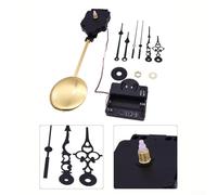 UrbanHui Kit de mouvement d'horloge murale avec pendule de balayage Boîte à musique Pièces métalliques dorées pour réparation DIY Aiguilles réglables Plusieurs tailles Or Noir