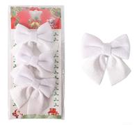 UrbanHui Lot de 3 nœuds décoratifs de Noël classiques en velours pour couronnes et vitrines avec style vacances (n° 7, blanc)