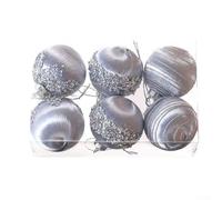 UrbanHui Lot de 6 boules de Noël en fil de soie à paillettes pour sapin de Noël, boules en mousse à paillettes pour intérieur et extérieur (J)