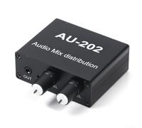 UrbanHui Mélangeur audio stéréo | Entrée double canal, mixeur casque 2 sorties avec contrôle du volume séparé | DC 5 V à 19 V alimenté pour une écoute personnelle, ampli