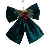 UrbanHui Nœud de Noël en velours et clochette 3D de style coréen pour sapin et maison (grand, vert)