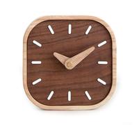 UrbanHui Petite horloge de table en bois massif avec mouvement silencieux, bureau et table de chevet en noyer noir, fonctionne avec piles