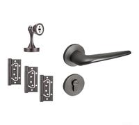 UrbanHui Poignée de porte magnétique silencieuse en aluminium spatial avec poignée de presse de retour tampon, conçue pour un fonctionnement fluide sur les portes intérieures en bois (T)