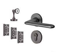 UrbanHui Poignée de porte magnétique silencieuse en aluminium spatial avec poignée de presse de retour tampon, conçue pour un fonctionnement fluide sur les portes intérieures en bois (AF)