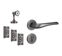 UrbanHui Poignée de porte magnétique silencieuse en aluminium spatial avec poignée de presse de retour tampon, conçue pour un fonctionnement fluide sur les portes intérieures en bois (P)