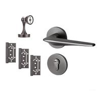 UrbanHui Poignée de porte magnétique silencieuse en aluminium spatial avec poignée de retour tampon, conçue pour un fonctionnement fluide sur les portes intérieures en bois (H)