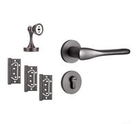 UrbanHui Poignée de porte magnétique silencieuse fabriquée à partir d'aluminium spatial avec poignée de presse de retour tampon, conçue pour un fonctionnement fluide sur les portes intérieures en bois