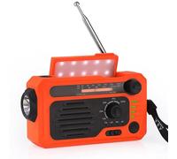 UrbanHui Radio portable à manivelle avec chargeur solaire et deux modes d'éclairage, haut-parleur 3 W, radio FM/AM/WB, alimentation extérieure d'urgence pour camping et survie (orange)