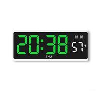 UrbanHui Réveil numérique LED avec double fonction alarme, affichage de la température en degrés Fahrenheit et Celsius, lumière activée par la voix et cinq niveaux de luminosité réglables (coque noire