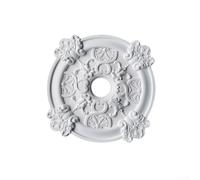 UrbanHui Rosace de plafond en stuc - En polyuréthane - Rond - Blanc - Décoration de plafond - 50 cm