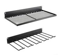 UrbanHui Support mural à double niveau pour outils électriques, support mural pour 4 perceuses, étagère en acier à 2 niveaux pour garage, atelier, noir