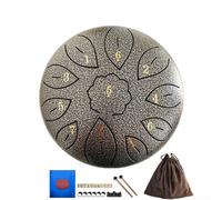 UrbanHui Tambour à langue en acier de 15,2 cm avec 11 notes, instrument de percussion portable pour yoga, méditation, musicothérapie, comprend un sac à maillets et des médiators (argenté)