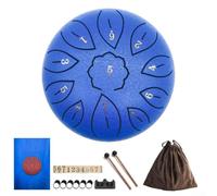 UrbanHui Tambour à langue en acier de 15,2 cm avec 11 notes, instrument de percussion portable pour yoga, méditation, musicothérapie, comprend un sac à maillets et des médiators (bleu)