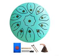 UrbanHui Tambour à langue en acier de 15,2 cm avec 11 notes, instrument de percussion portable pour yoga, méditation, musicothérapie, comprend un sac à maillets et des médiators (bleu lac)