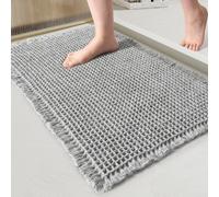 UrbanHui Tapis de bain absorbant antidérapant avec motif gaufré et lavable en machine pour salle de bain Gris 61 x 92 cm