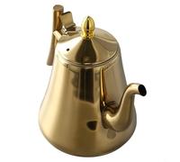 UrbanHui Théière en acier inoxydable avec infuseur pour cuisinière à induction, résistant à la rouille, fond épais, bouilloire à filtre intégré pour la maison, la cuisine, facile à nettoyer (2 l, doré