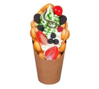 UrbanHui Œuf artificiel en forme de cône de glace en polyuréthane pour décoration de maison, cuisine, boulangerie, boulangerie, 21,5 x 10 cm