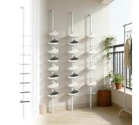 UrbanUp Présentoir à Chaussures Flottant Rangement à Chaussures de 100 à 230 cm avec Étagères Individuelles, Étagère à Chaussures Autoportante, Organisateur Personnalisable(White,230cm/91in/7.5ft)