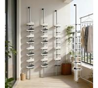 UrbanUp Présentoir à Chaussures Flottant Rangement à Chaussures de 100 à 230 cm avec Étagères Individuelles, Étagère à Chaussures Autoportante, Organisateur Personnalisable(Black,220cm/87in/7.2ft)