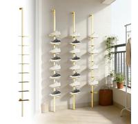 UrbanUp Présentoir à Chaussures Flottant Rangement à Chaussures de 100 à 230 cm avec Étagères Individuelles, Étagère à Chaussures Autoportante, Organisateur Personnalisable(Gold,110cm/43in/3.6ft)