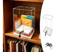 UrbanUp Vitrine Acrylique Petite Boîte Transparente en Acrylique avec Serrure pour Cartes, Vitrine sur Pied de 10,15,20,25,30,35,40,45cm de Hauteur, Vitrine Anti-poussière(15x15xH30cm/6x6x12)