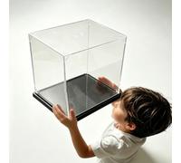 UrbanUp Vitrine Acrylique Vitrine Cubique en Acrylique Transparent de Grande Taille, Boîte de Rangement Carrée Anti-poussière pour Objets Décoratifs, Organisateur de Bureau(12x12xH12/30x30x30cm)
