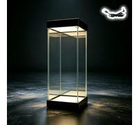UrbanUp Vitrine Acrylique Vitrine Lumineuse Double Intégrée, Boîte en Acrylique Transparent 20,25,30,40,50,60,70,75cm de Hauteur, Boîtes de Rangement Cubiques Empilables(15x15xH30cm/6x6x12)