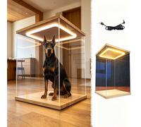 UrbanUp Vitrine Acrylique Vitrine sur Pied en Acrylique avec Éclairage LED, Grande Boîte de Rangement Cubique Transparente Objets Décoratifs, 60,50,40,25,30,25,20,15,10cm(15x15xH30cm/6x6x12)
