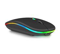 UrbanX Souris Rechargeable 2.4GHz & Bluetooth Pour Samsung Galaxy Tab S6 Lite, Ordinateur Portable/PC/Mac/Tablette/Android - RGB LED Noir Onyx