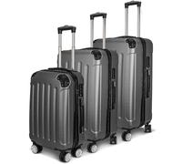 Urbihive Lot de 3 valises de voyage avec 4 roulettes pivotantes silencieuses avec serrure à combinaison, gris foncé, Juego de maletas de 3 piezas, Moderne