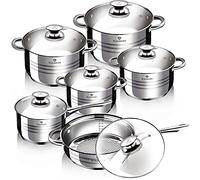 URBN-CHEF Blaumann Gourmet Batterie de cuisine 12 pièces en acier inoxydable anti-adhésif Poêle à induction