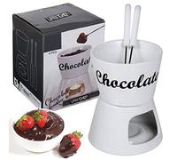 Urbn Chef Kit de fondue au chocolat avec bol en céramique bougie chauffe-plat et 2 fourchettes