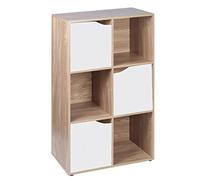 URBN Living Étagère de bibliothèque en bois modulaire - Effet de chêne 6 Cube Unit Portes blanches.