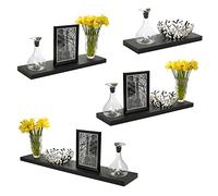 Urbn-Living Étagère murale flottante en bois, Bois dense, Noir , 1 x 120cm