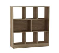 URBNLIVING Bibliothèque carrée à 8 cubes en chêne asymétrique à 3 niveaux pour salon, bureau, couloir