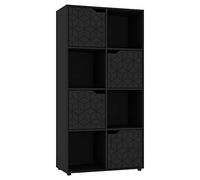 URBNLIVING Bibliothèque cube en bois noir avec porte géométrique géométrique et étagère de rangement (porte noire, cube 2 x 4 (8 cubes)